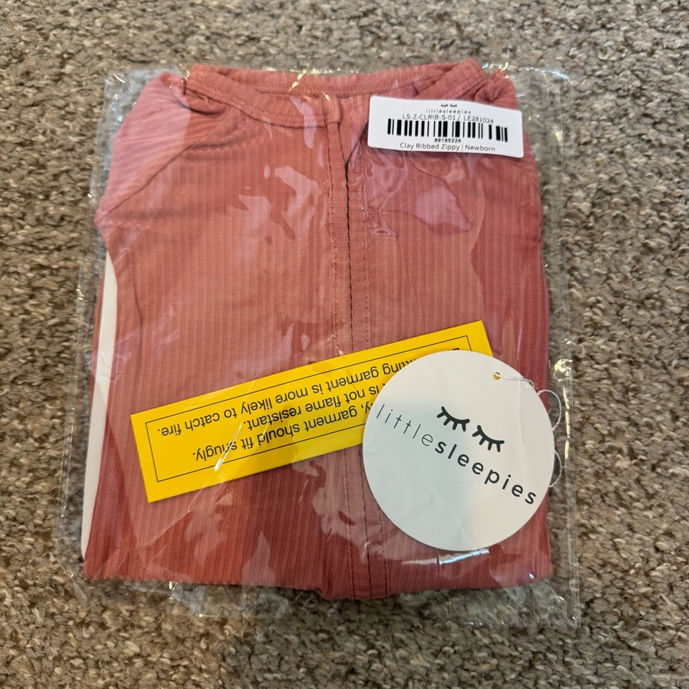 NWT Newborn Little Sleepies Clay Ribbed Zippy